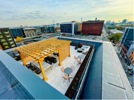 Rooftop patio with pergola