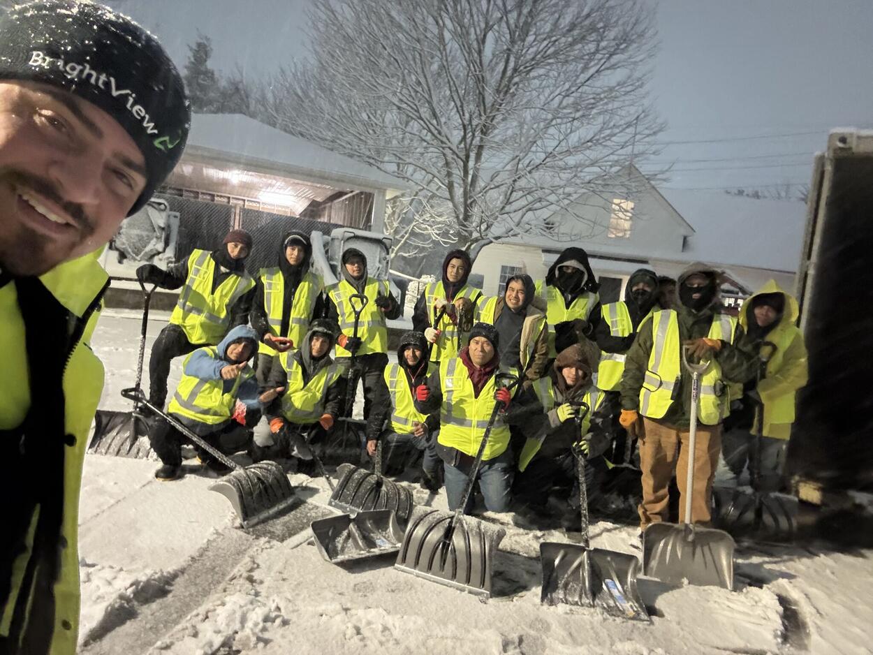 Snow shoveling team